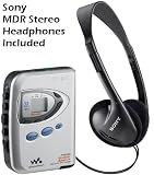 Sony Walkman Digital Tuning Slim Compact Portable Lightweight AM/FM Mega Bass Stereo Radio (Black) with Tape Cassette Player, Weather Band, 33 Station Preset Memory, DX Switch for Exceptional Reception, Protective Carry Case with Convenient Belt Clip & Ov