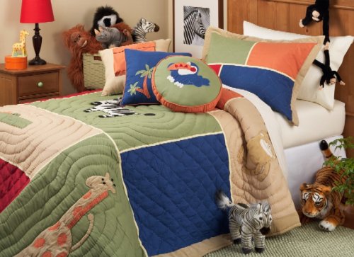 Kitchen: Kids Bedding Safari Adventure Round Decorator Pillow Kids Bedding Item for Both Boys and Girls