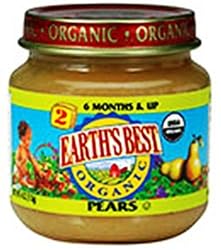 Earth's Best Organic 2nd Pears, (6 months & up), 4 Ounce Jars (Pack of 12)