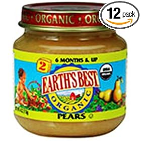 Earth's Best Organic 2nd Pears, (6 months & up), 4 Ounce Jars (Pack of 12)