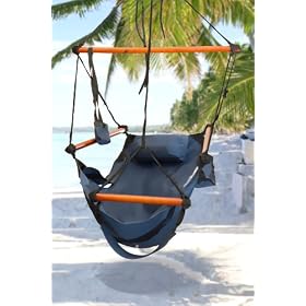 New Deluxe Blue Sky Air Chair Swing Hanging Hammock Chair W/ Pillow & Drink Holder