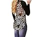 Chin's Women's Sexy Crewneck Leopard Long Sleeve T-shirts Tops (XXL)