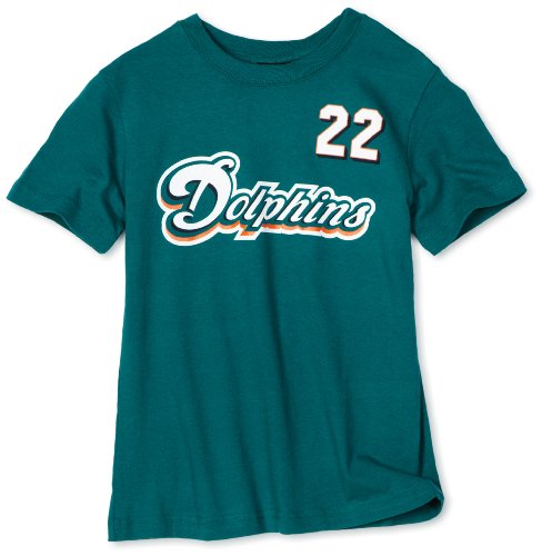 NFL Boys' Miami Dolphins Reggie Bush 8-20 Name & Number Tee Shirt (Aqua, Large)