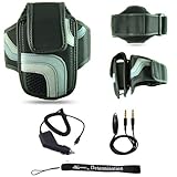 Black Adjustable Deluxe Sportband / Workout Armband with Adaptable Neck Str ....