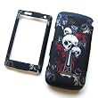 Sidekick 4G T839 (T-Mobile) Rubberized Snap On Protector Hard Case "Cross 'N Skulls" Design