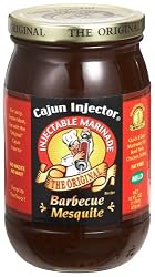 Cajun Injector Barbecue Mesquite Marinade with Plastic Injector, 16-Ounce Glass Jars (Pack of 6)