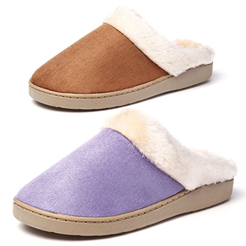 KushyShoo Women's Slip-on Fluffy Winter Clog Slippers