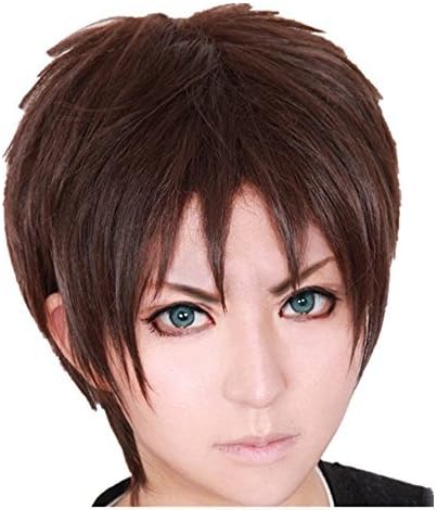 Tqglobal Attack On Titan Eren Jaeger Short Dark Brown Heat Resistance Wig by Tqglobal