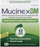 Mucinex DM Expectorant & Cough Suppressant, Extended-Release Bi-Layer Tablets, 40-Count Box