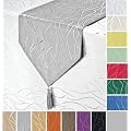 Streifen Damast EDEL TISCHL�UFER -Farbe w�hlbar- 30 x 200 - SILBER *Beautex*