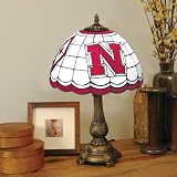 NEBRASKA CORNHUSKERS 20 Hand Cut Stained Glass TIFFANY TABLE LAMP with a Cast Metal Base