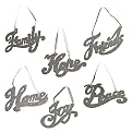 Silver S/6 Giltter Word ornaments-Silver