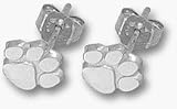 Clemson Tigers 3/8 Paw Post Earrings - Sterling Silver Jewelry