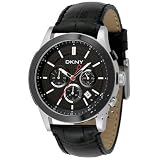 DKNY Men's Chronograph Stainless Steel and Black Leather Watch #NY1420