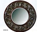 51" Large Silver/Bronze Finish Round Beveled Scroll Wall Mirror
