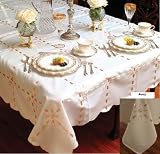 Crown With Ribbon Tablecloth White 70 X 108