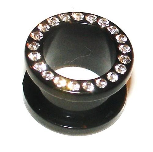 Pierced & Modified – Body Jewellery – Flesh Tunnels – White Crystal Jewelled 