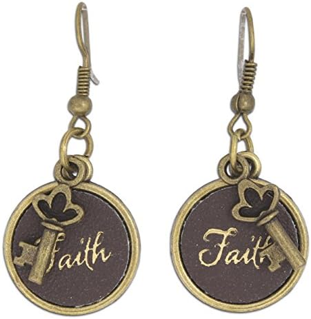 Monarch Inspirations Genuine Leather Charm Earrings (Faith)