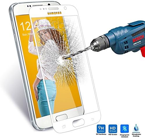[Full Screen 100% Covergae] Galaxy S6 Screen Protector, Aerb [Tempered Protection] Full Whole Coverage Premium Ballistic Nano HD Tempered Glass Screen Protector Scratch Free Ultra Slim Guard for Samsung Galaxy S6 2015 Model - White