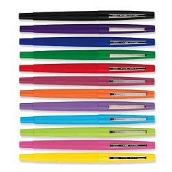 Paper Mate Flair Point-Guard Porous Point Pens, 12 Colored Pens