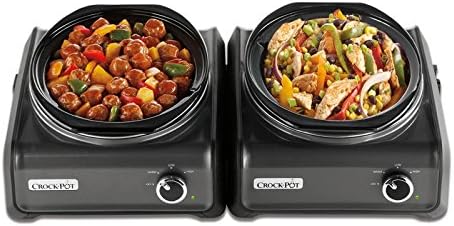 New Crock-Pot Hook Up Connectable Entertaining System 2-Piece Set, Metallic Charcoal