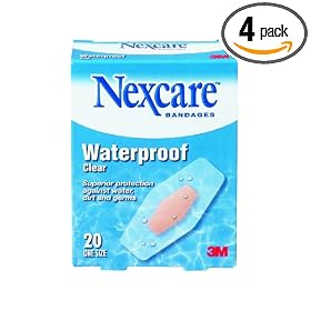 Nexcare Waterproof Clear Bandage, Assorted Sizes, 20 ct Packages (Pack of 4) by Nexcare