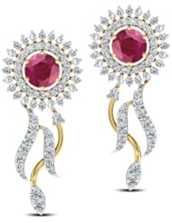 Diamond (0.87 Ct, IJ-SI), 18 Kt Yellow Gold Surya Lumina Earrings