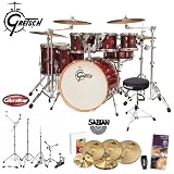 Gretsch Catalina Maple Cherry Gloss 7-Piece Euro Kit (CMT-E826P-CG) - Includes: Drum Set Survival Guide, LP Rumba Shaker, Gibraltar 5608 Drum Throne, Gibraltar 5600 Hardware Pack & Sabian Xs20 Cymbal Set