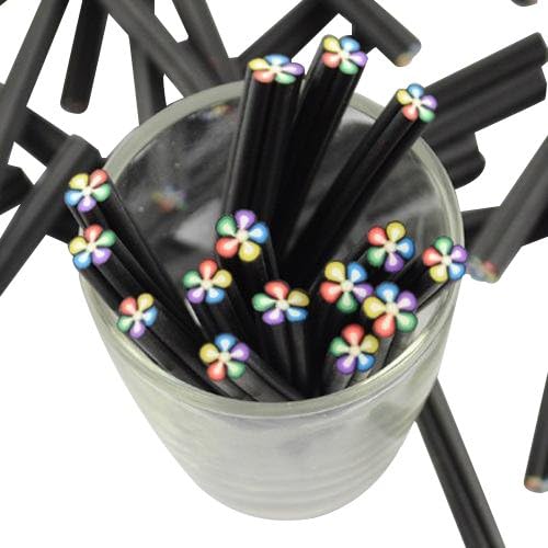 Pandahall 10pcs 3D Flower Polymer Clay Sticker Nail Art Cane Decoration for Fashion Nail Care, Colorful, 50x3~6mm