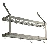 Rogar Estate Wall-Mounting 2-Shelf Wine Rack - Hammered Steel/ Chrome