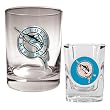 Florida Marlins MLB Rocks Glass & Square Shot Glass Set - Primary Logo