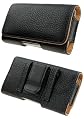 PCMICROSTORE Apple iPhone Black Leather Texture Horizontal Holster Carrying Case With Belt Loop And Clip