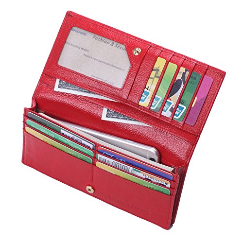 RFID Blocking Wallet Women Genuine Leather Bifold Security Change Clutch Ladies Purse