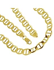 925 Solid Sterling Silver Mariner Chain 22 Inches 8 mm 14K Gold Plated 37 Grams