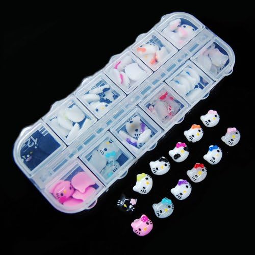 60 PCS 12 Design hello kitty head 3d Nail Art DIY Decorations Wheels DIY Decorations