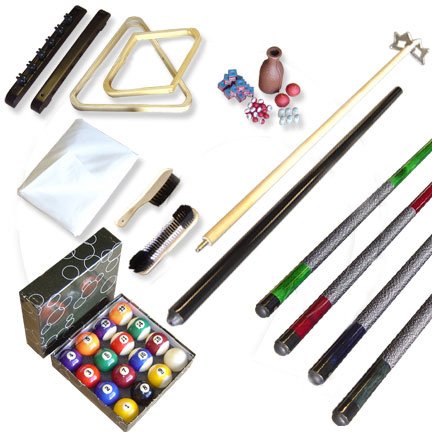 Click here to buy 32 Piece Billiards Accessories Kit For Your Pool Table by Trademark Comm.