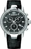 TechnoMarine Women's 609017 UF6 Diamond Bezel Chronograph Black Leather Watch