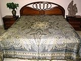Indian Designer Pashmina Bedspreads White Black Reversible Bedding King Siz ....