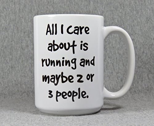 running mug, large 15 ounce ceramic mug for runner, All I care about is running