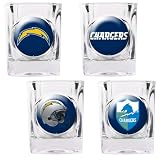 NFL San Diego Chargers Four Piece Square Shot Glass Set (Individual Logos)
