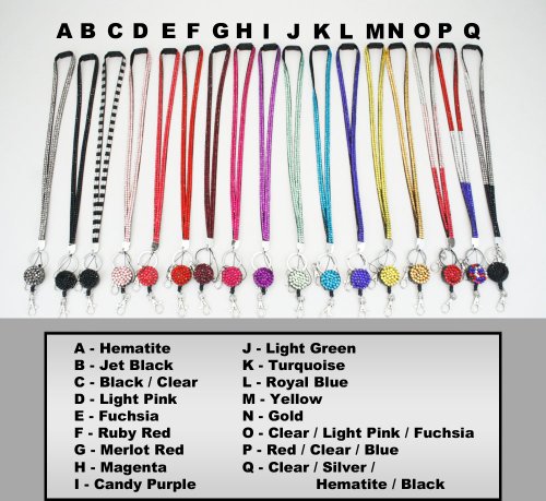 Wholesale Bulk Retractable Breakaway Rhinestone Lanyards, ID Badge Holder & Key Chain