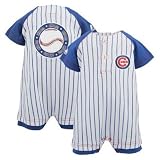 Chicago Cubs Majestic Newborn Baby Pinstriped Romper by Majestic