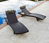 RST Outdoor Delano Wave Chaise Lounger with Bolster Pillow Set Patio Furniture, 2-Pack