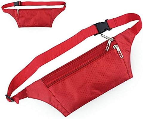 ESDAR DIRECT Ultra Slim Running Belts Fitness Workout Belt Sport Waist Pack Waist Pouch Exercise Waist Bag - Super Light-For Sport Men, Women during Workouts, Cycling, Hiking, Walking, Running Red