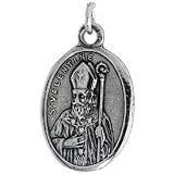 Sterling Silver St. Valentine Oval-shaped Medal Pendant, 7/8 (23mm) tall
