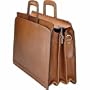 Jack Georges Belting Collection Triple Gusset Top Zip Briefcase (Tan)