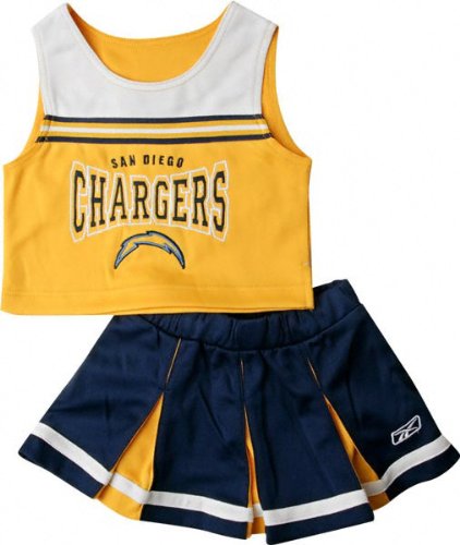 San Diego Chargers Girl's 7-16 Gold/Navy 2-Pc Cheerleader Jumper