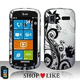 Rubberized Silver Black Vine Flower Snap on Design Case Hard Case Skin Cove ....