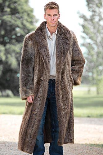 Dominic Full-Length Double-Breasted Longhaired Beaver Fur Coat, BLONDE, Size 42