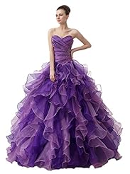 Junior Sweetheart Organza/Satin  Beaded Lace-Up Backless  Ball Gown  Dress